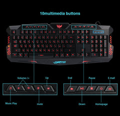 J10 tricolor backlight wired gaming keyboard & mouse set