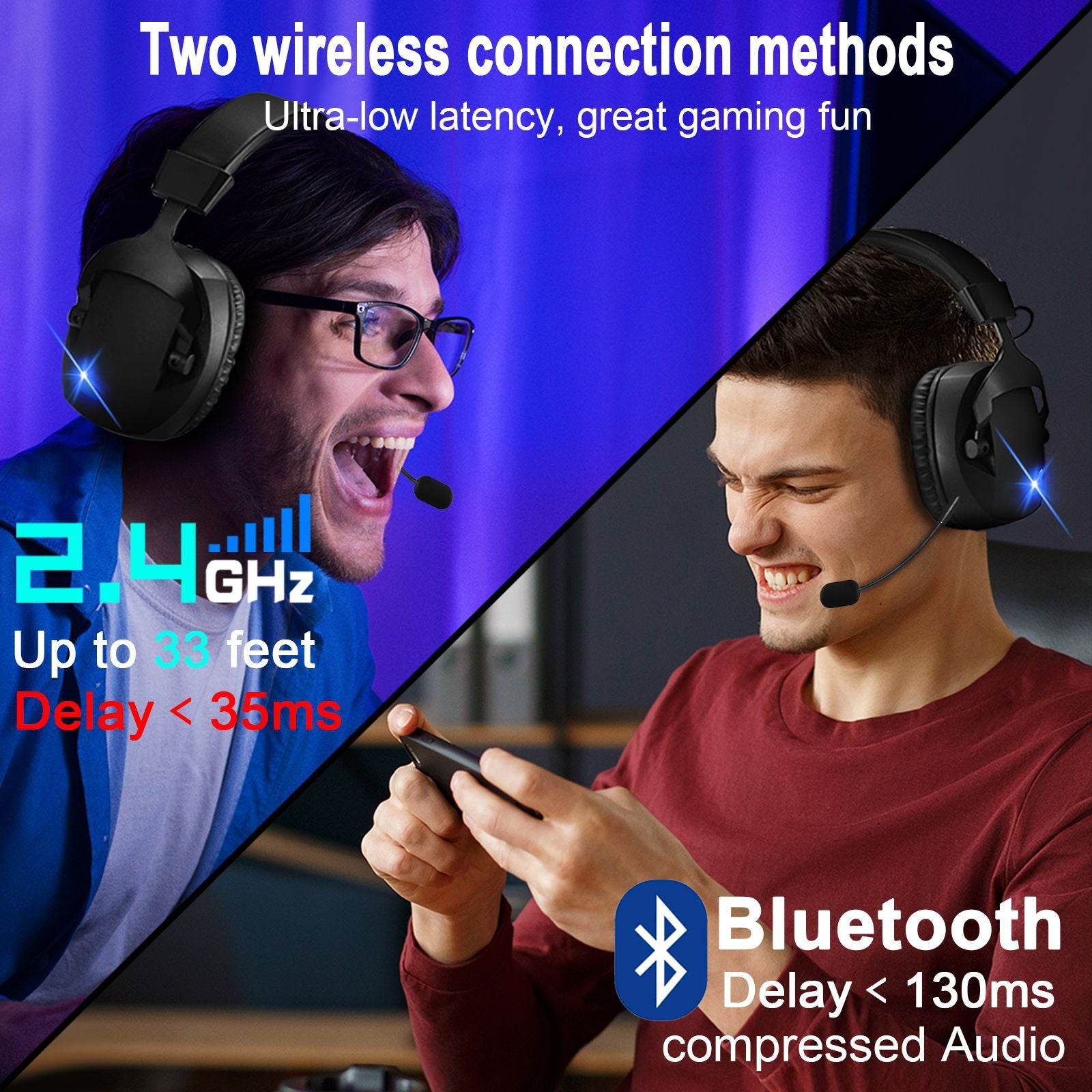 Over-Ear Bluetooth Headphones With Wireless Microphone