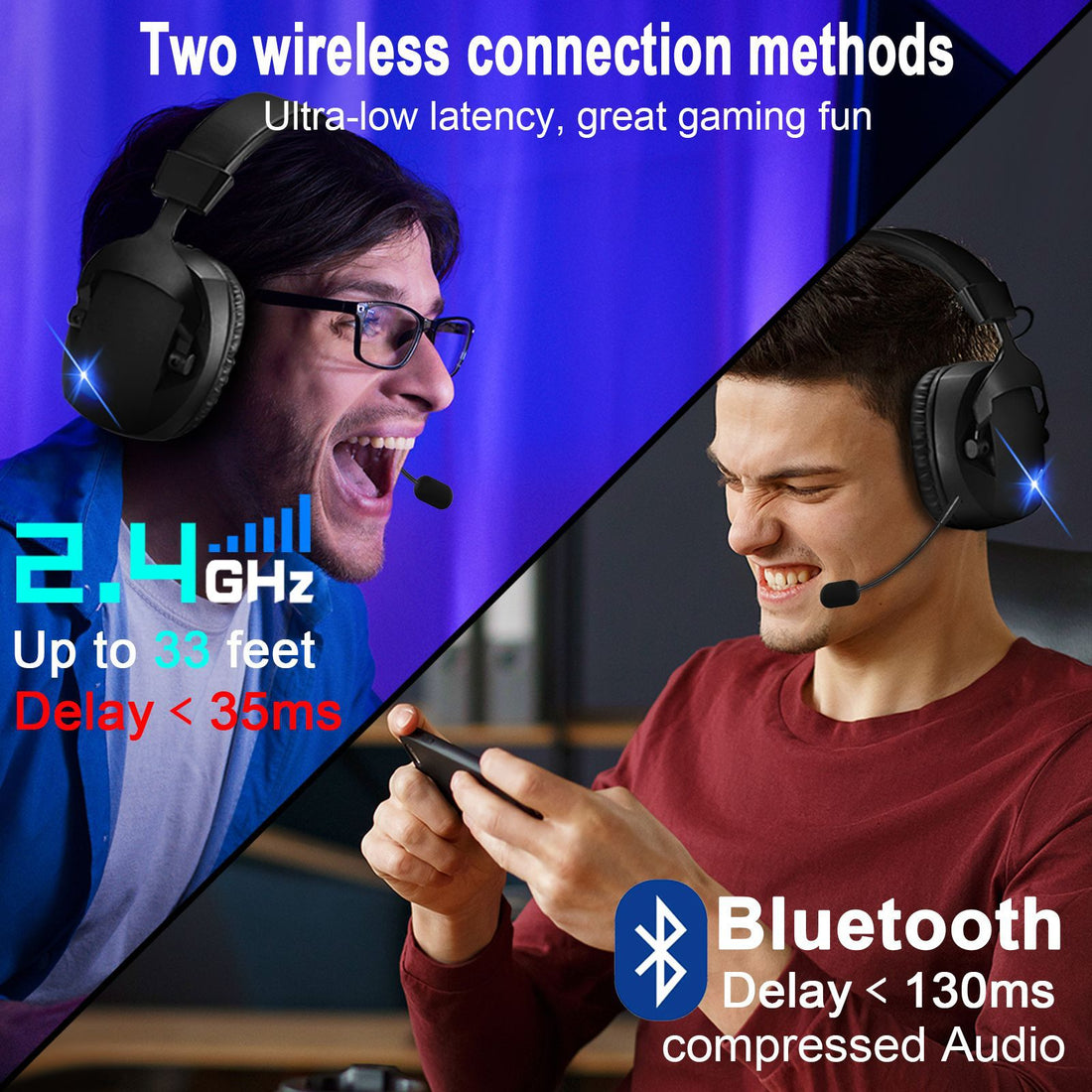 Over-Ear Bluetooth Headphones With Wireless Microphone