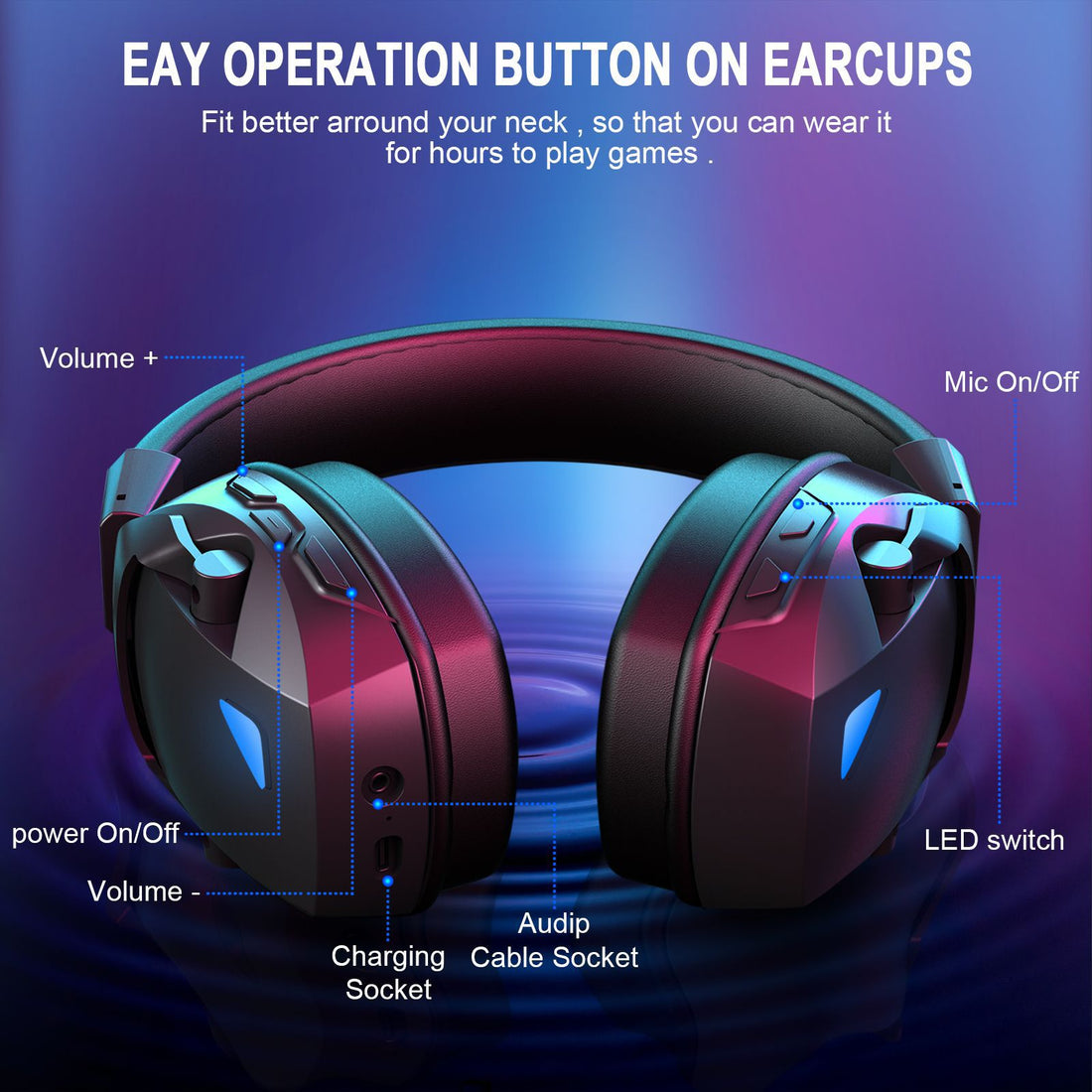 Over-Ear Bluetooth Headphones With Wireless Microphone