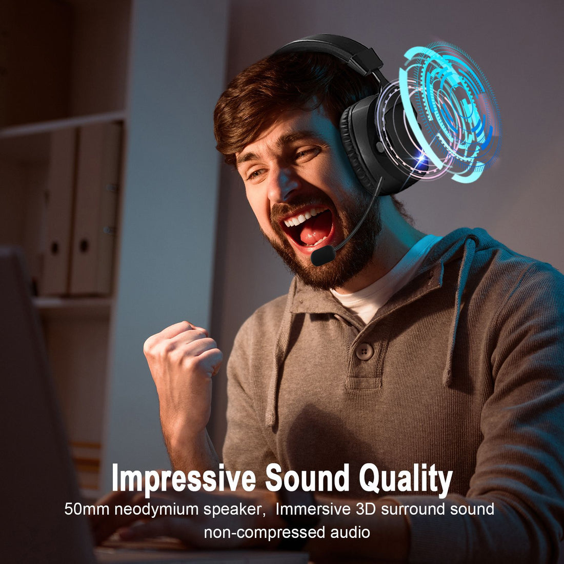 Over-Ear Bluetooth Headphones With Wireless Microphone